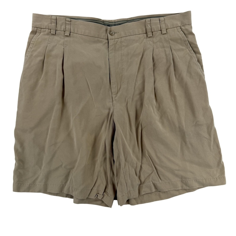 Tori Richard Shorts Mens 38 Beige Tencel Pleated Chino Coastal Casual Travel